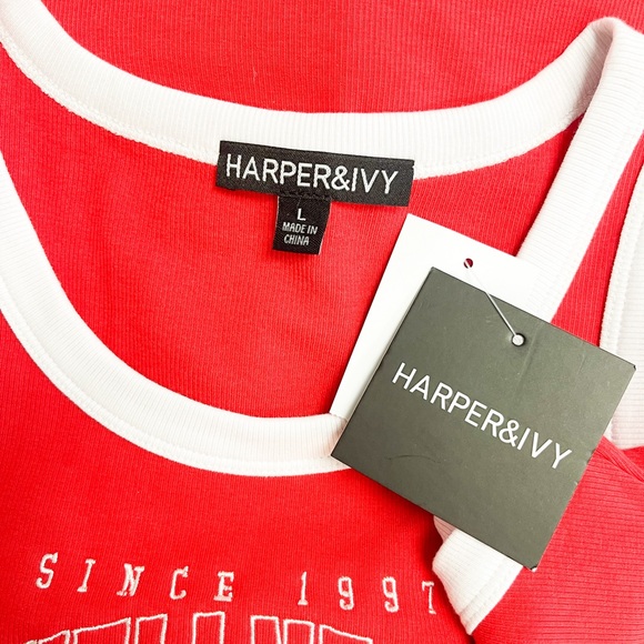 ‼️CLEARANCE SALE‼️ Women’s Red & White Ribbed Graphic Tank Top NWT Size Large - Picture 7 of 10